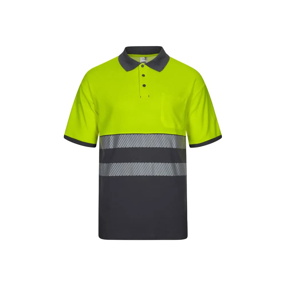 Zweifarbiges Piqué-Poloshirt (150g/m²) mit kurzen Ärmeln, aus Baumwolle (55%) und Polyester (45%) - VL ACHELOUS - Grau