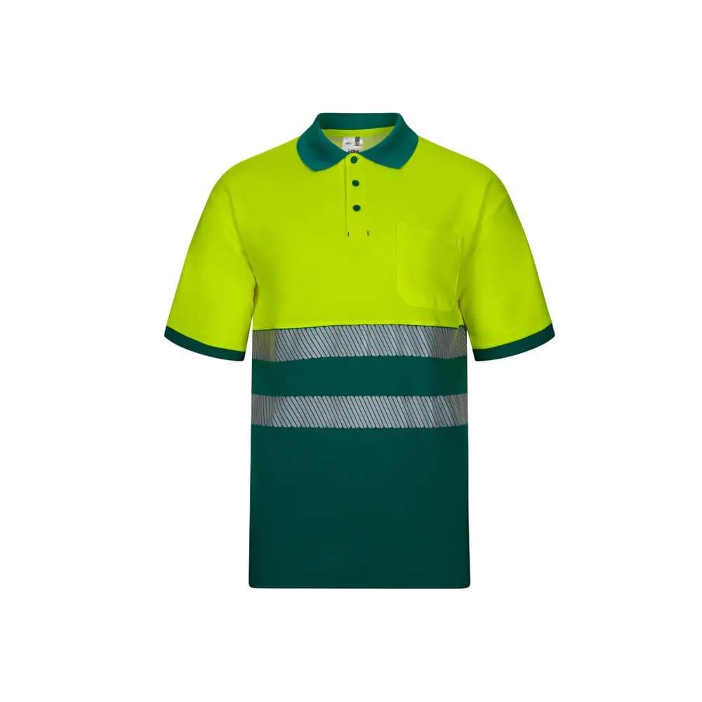 Zweifarbiges Piqué-Poloshirt (150g/m²) mit kurzen Ärmeln, aus Baumwolle (55%) und Polyester (45%) - VL ACHELOUS - Grün
