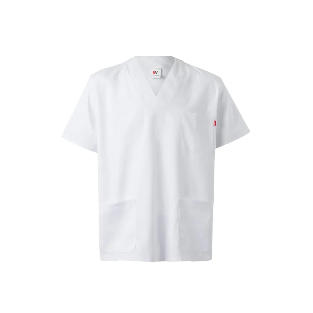 Tunika aus Twill (190g/m²) mit kurzen Ärmeln, aus Polyester (65%) und Baumwolle (35%) - VL TLALOC - Weiß