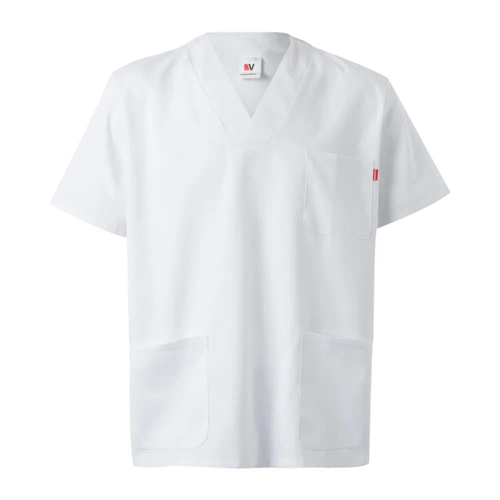 Tunika aus Twill (190g/m²) mit kurzen Ärmeln, aus Polyester (65%) und Baumwolle (35%) - VL TLALOC - Weiß