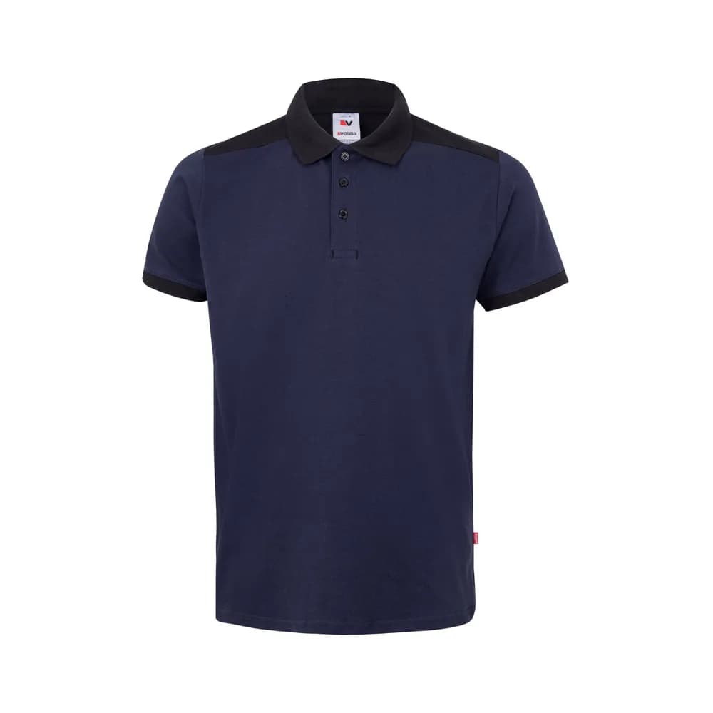 Zweifarbiges Stretch-Piqué-Poloshirt (200 g/m²) mit kurzen Ärmeln, aus Polyester (96 %) und Elastan (4 %) - VL VELES - Blau