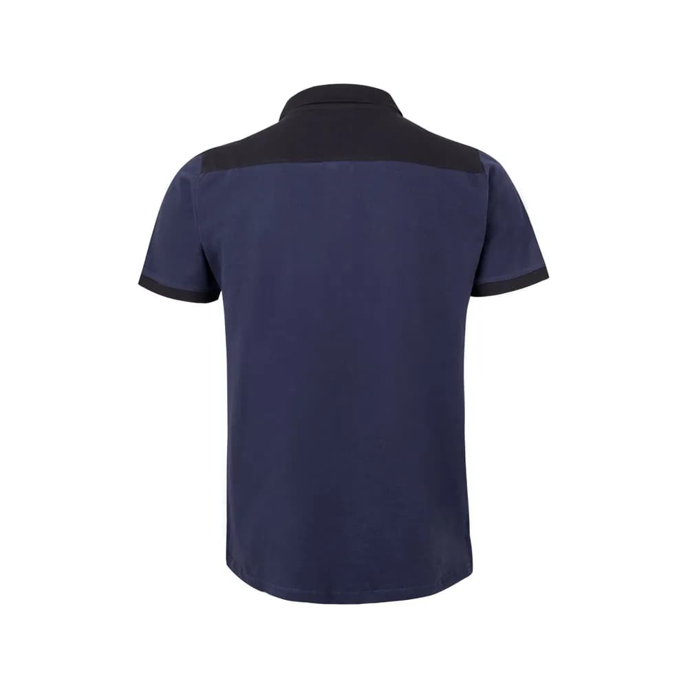 Zweifarbiges Stretch-Piqué-Poloshirt (200 g/m²) mit kurzen Ärmeln, aus Polyester (96 %) und Elastan (4 %) - VL VELES - Blau