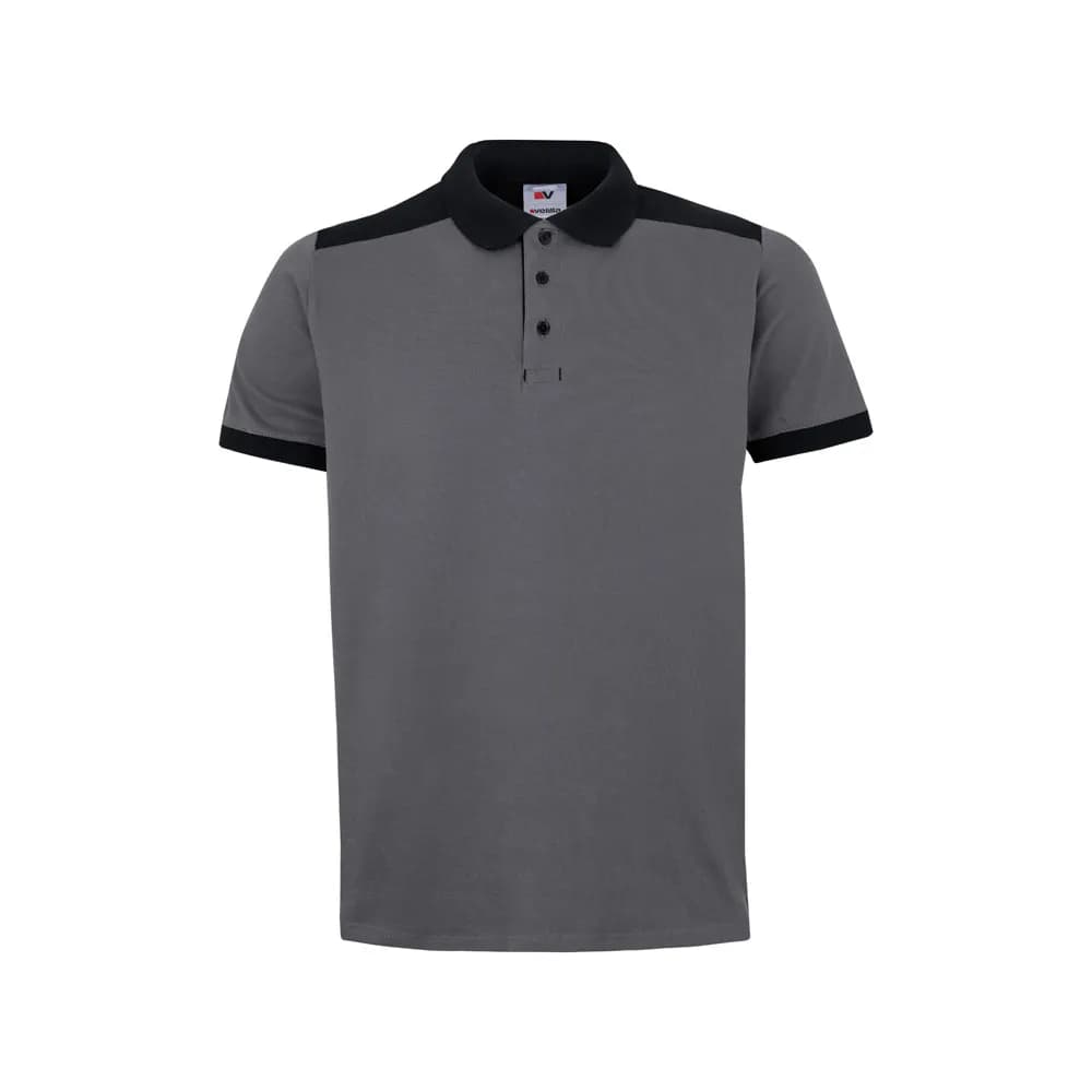 Zweifarbiges Stretch-Piqué-Poloshirt (200 g/m²) mit kurzen Ärmeln, aus Polyester (96 %) und Elastan (4 %) - VL VELES - Grau