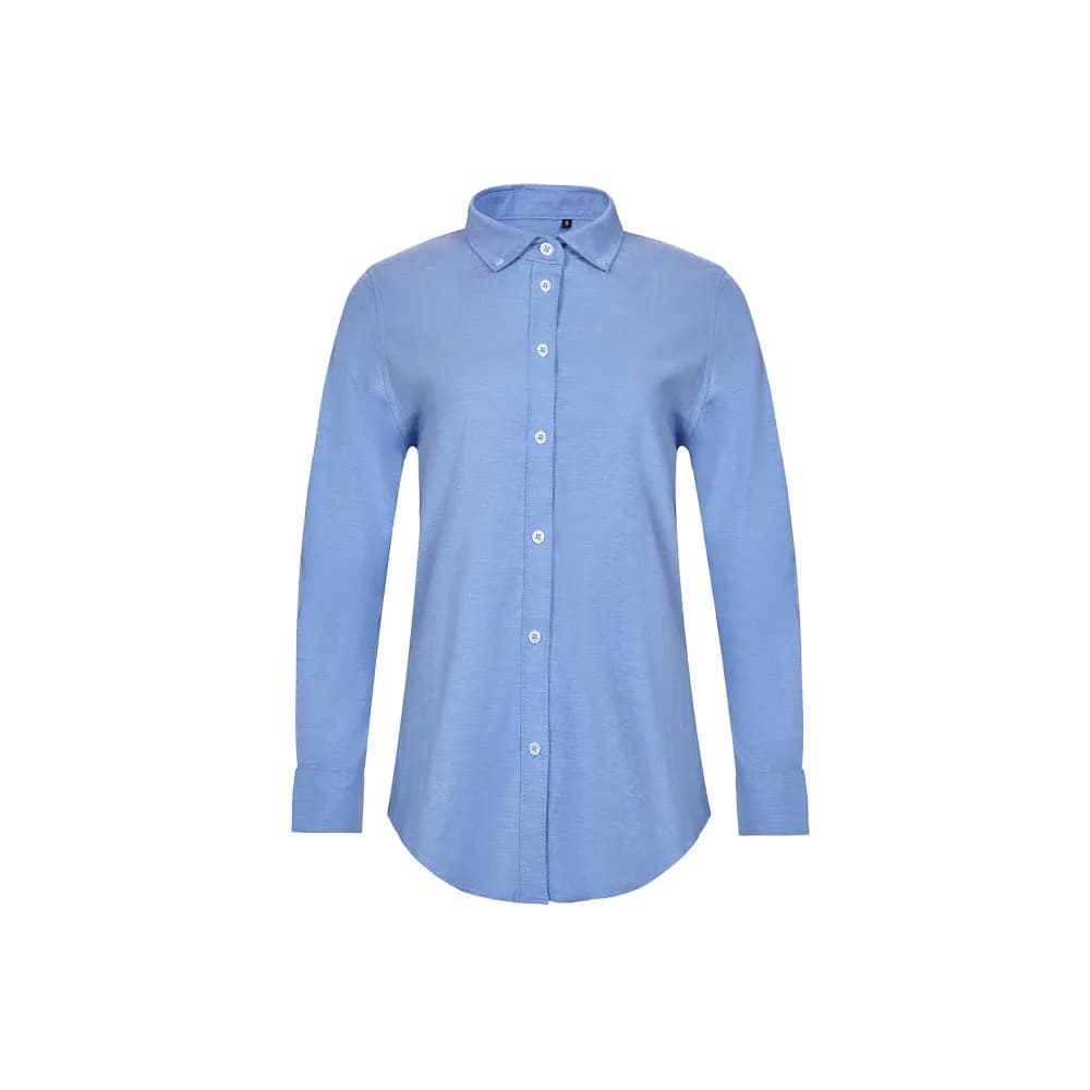 Hemd Oxford (180 g/m²) für Damen, aus Baumwolle (50 %), Polyester (45 %) und Elasthan (5 %) - VL PRITHVI WOMEN - Blau