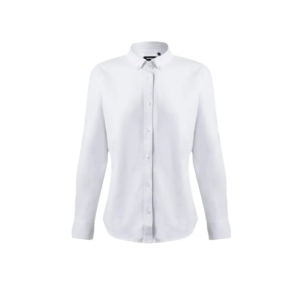 Hemd Oxford (180 g/m²) für Damen, aus Baumwolle (50 %), Polyester (45 %) und Elasthan (5 %) - VL PRITHVI WOMEN - Weiß