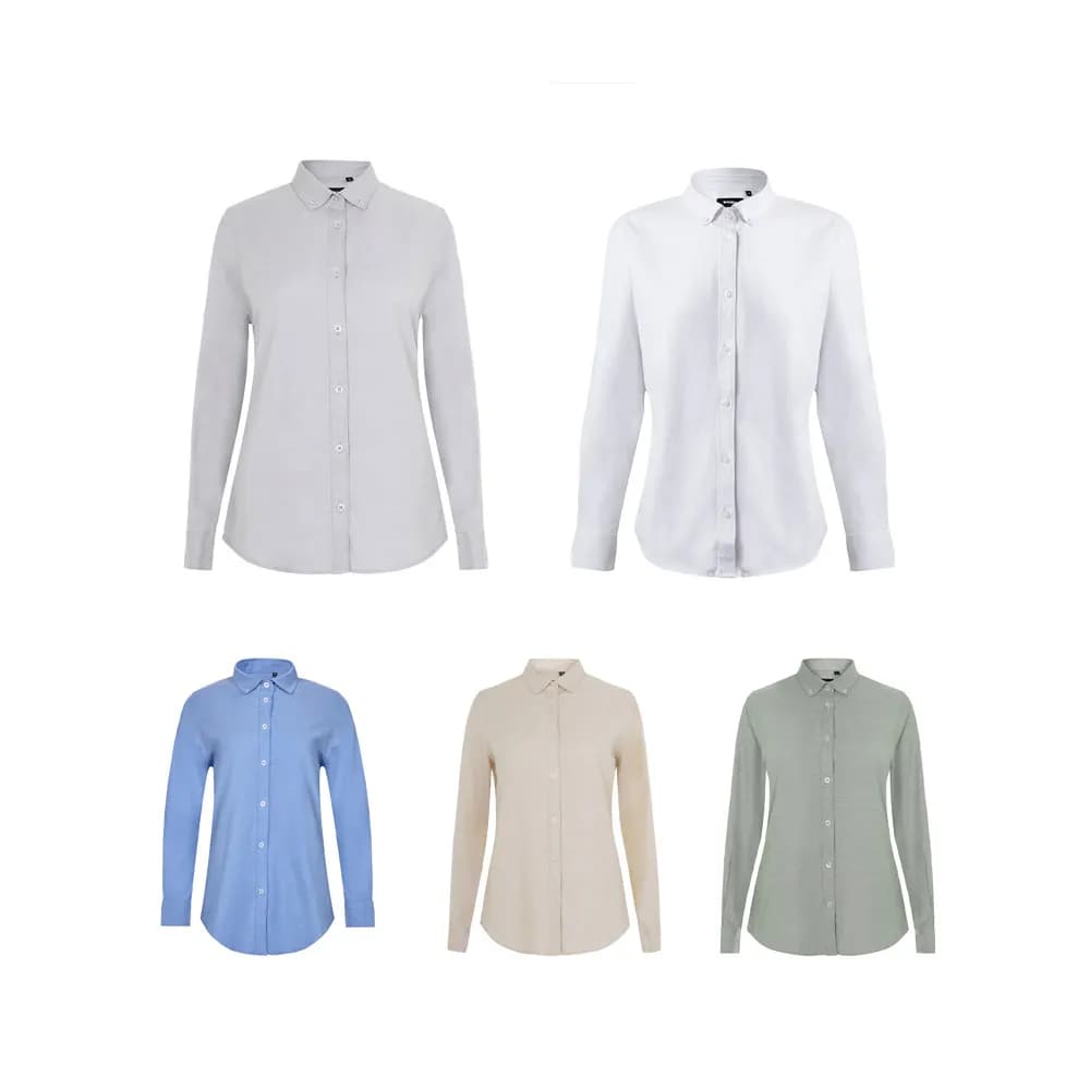 Hemd Oxford (180 g/m²) für Damen, aus Baumwolle (50 %), Polyester (45 %) und Elasthan (5 %) - VL PRITHVI WOMEN - Blau