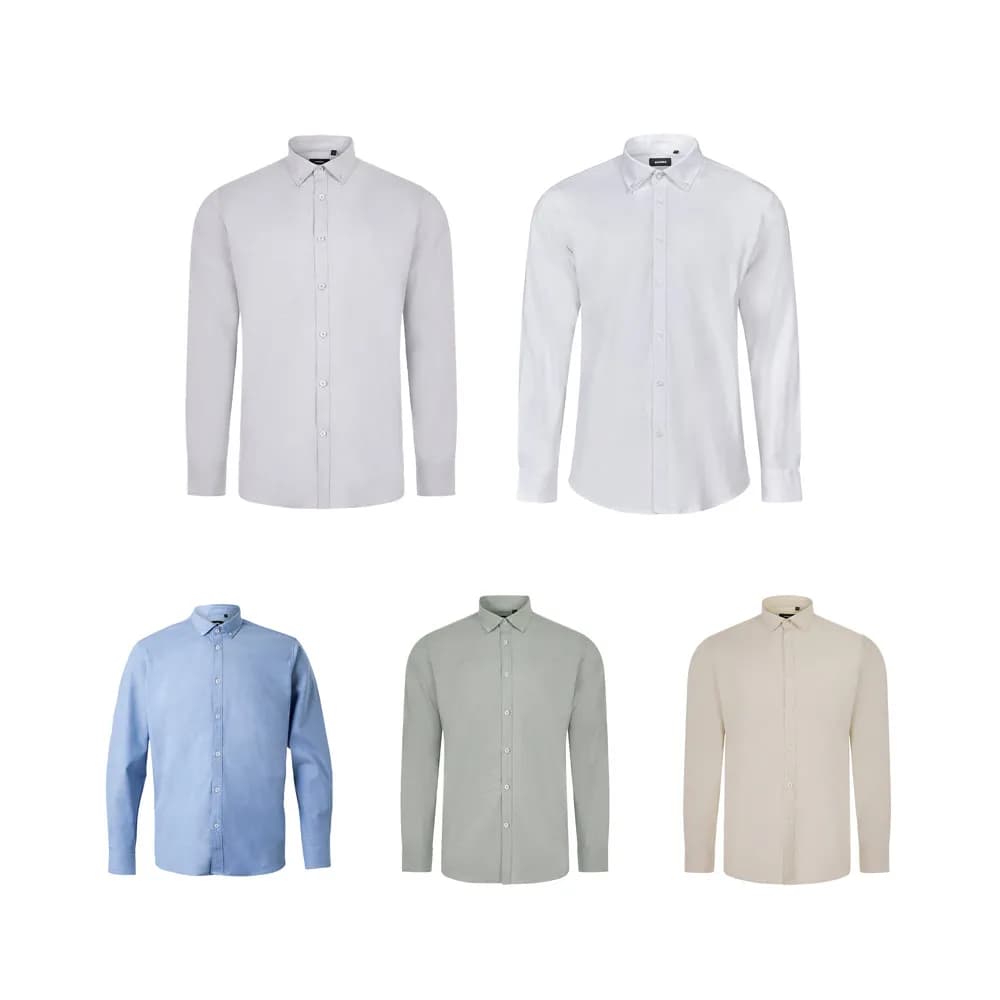 Hemd Oxford (180 g/m²) für Herren, aus Baumwolle (50 %), Polyester (45 %) und Elasthan (5 %) - VL PRITHVI MAN - Blau