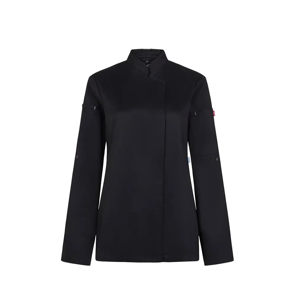 Kochjacke für Damen (190 g/m²), aus Baumwolle (35 %) und recyceltem Polyester (65 %) - VL THOTH - Schwarz