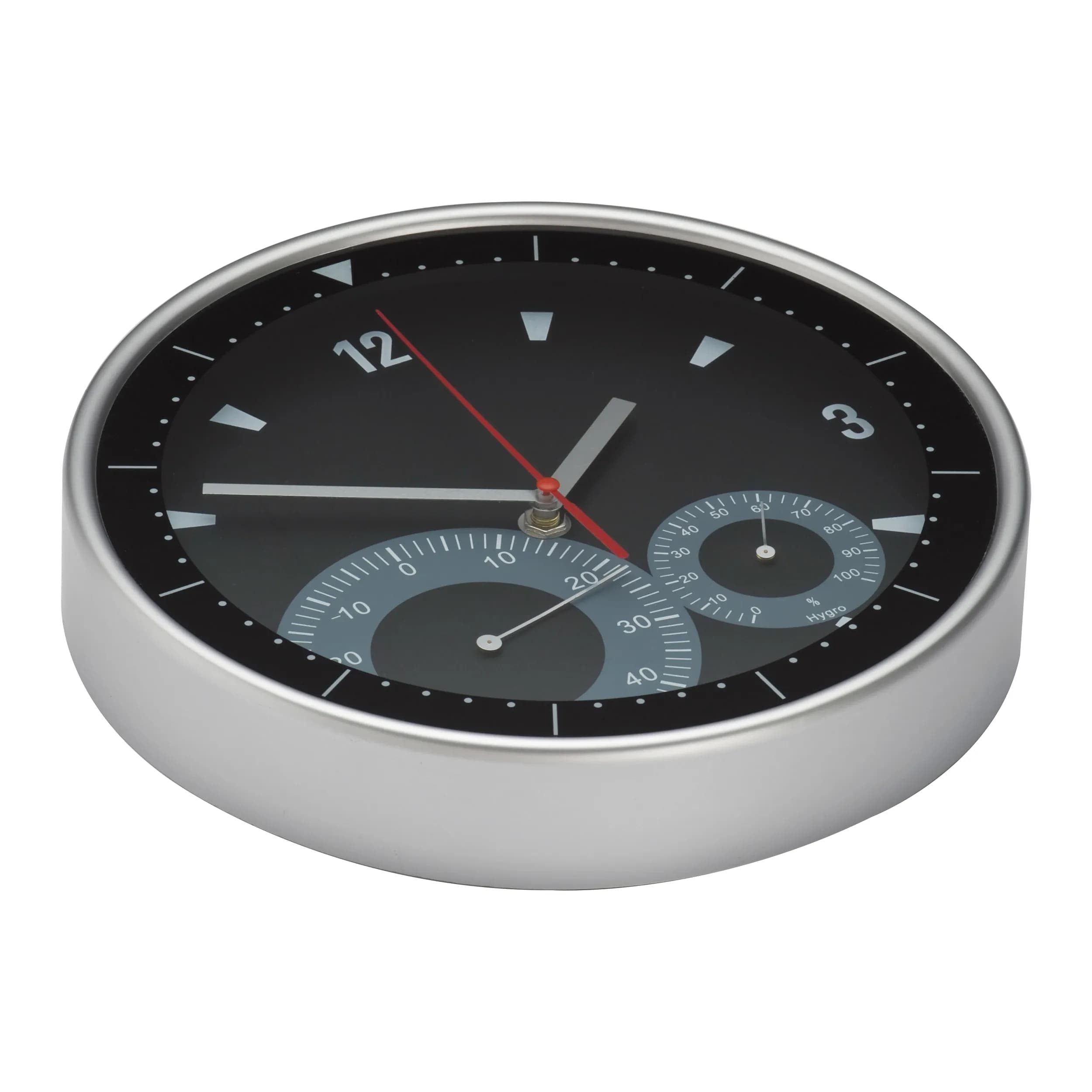 Wanduhr mit Hygro - und Thermometer GEORGE - schwarz