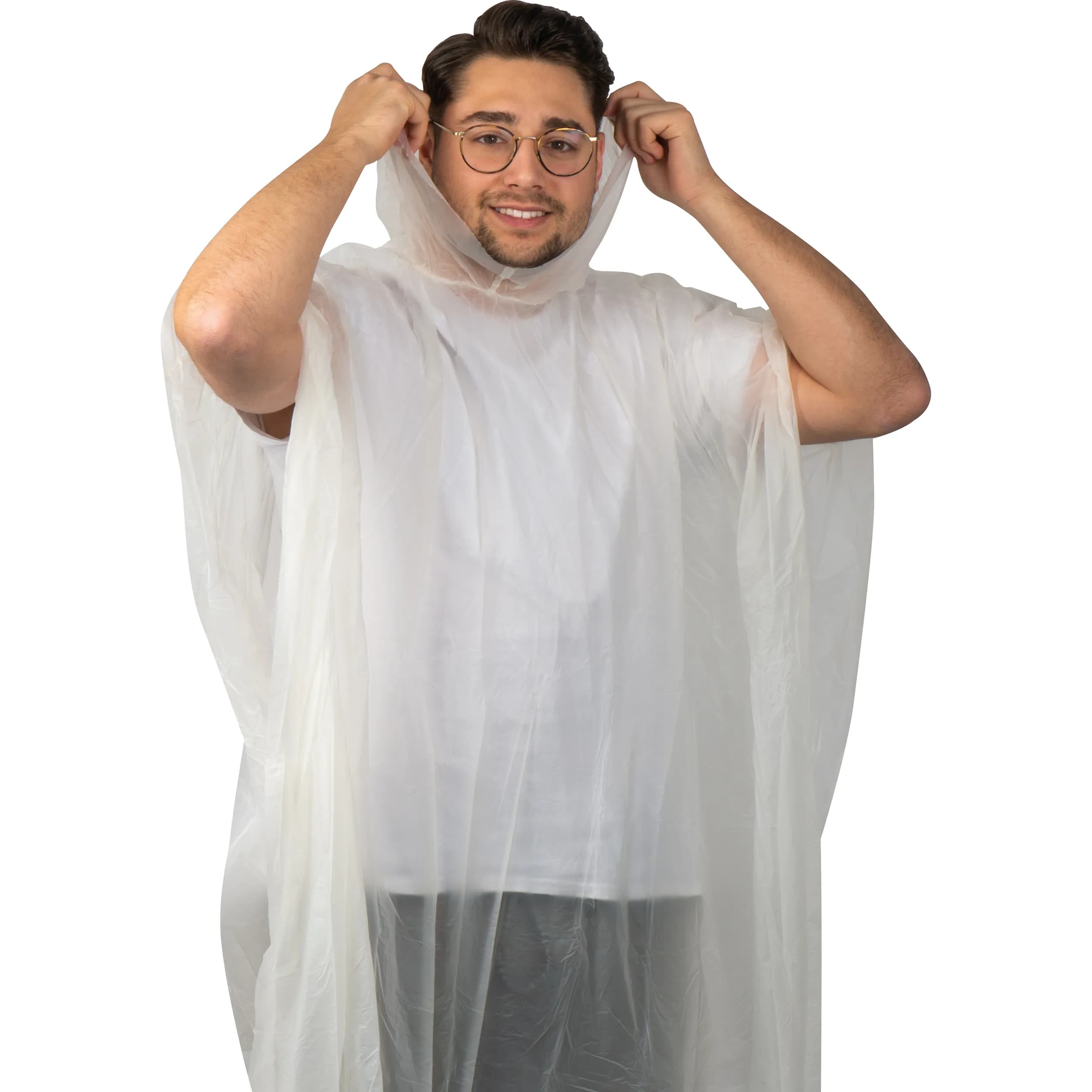 Regenponcho aus PLA in einer Tragetasche DAVIDE - transparent