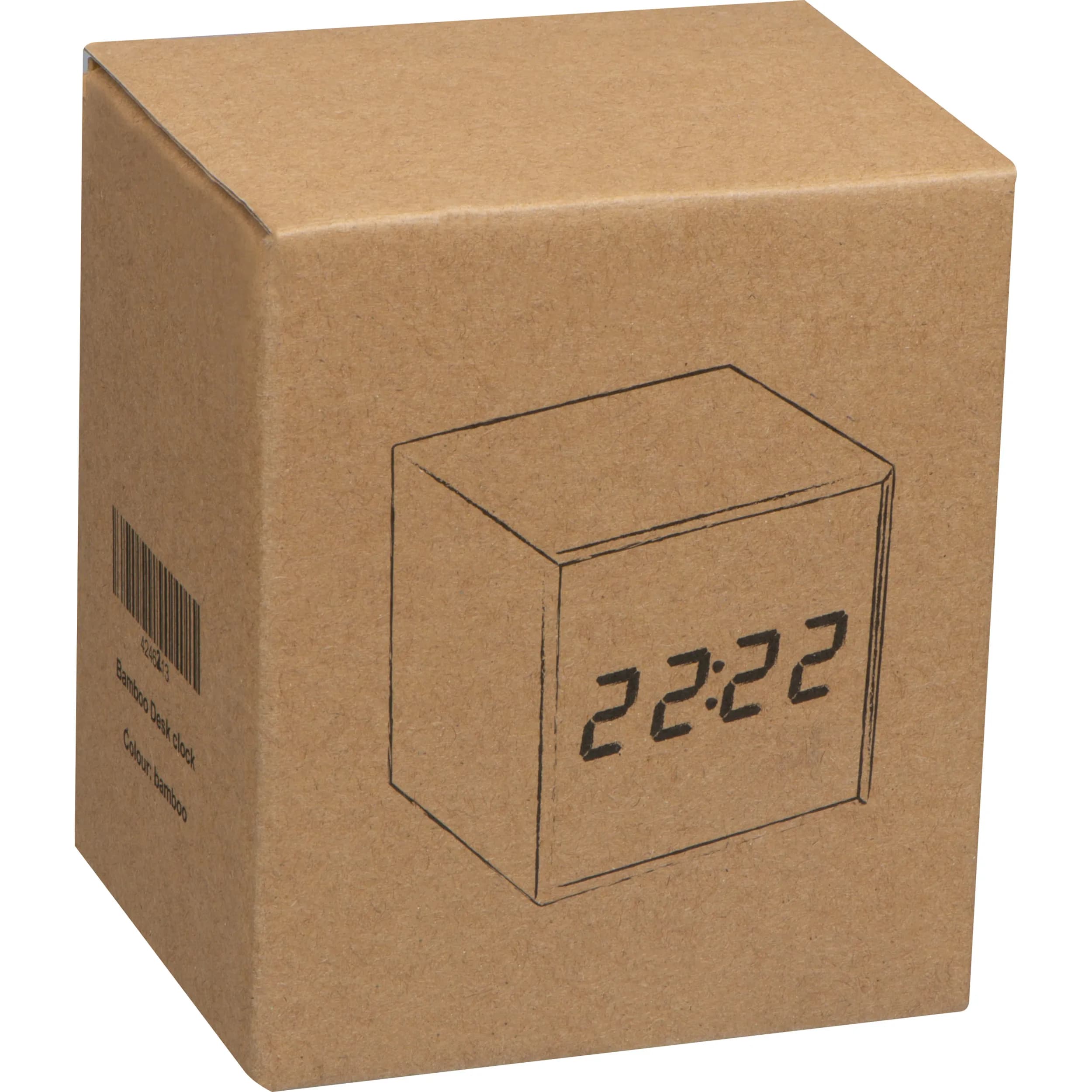 Tischuhr mit schwarzem Display und blauer LED Anzeige EILEEN - beige