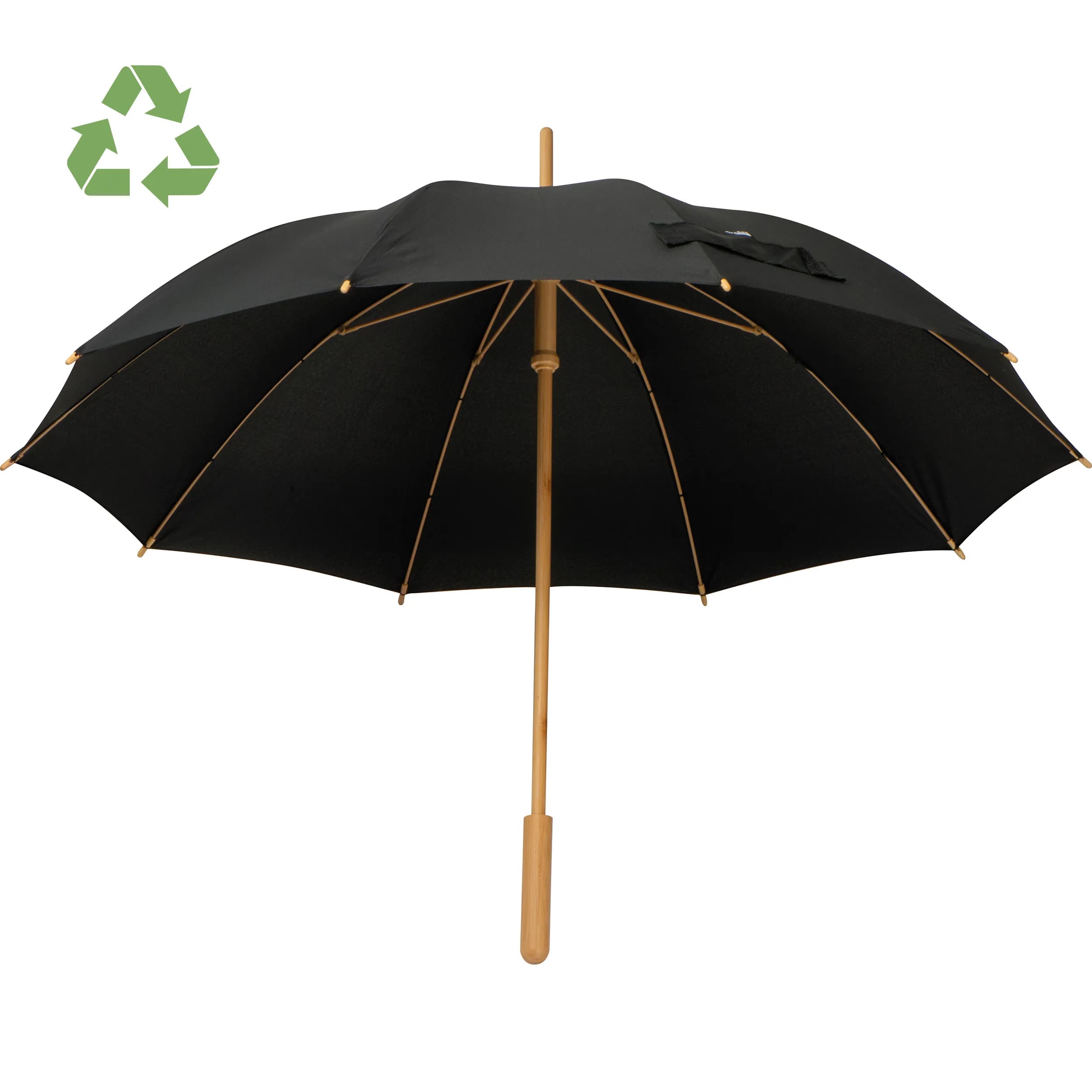 Stockschirm aus Bambus und RPET LENI - schwarz