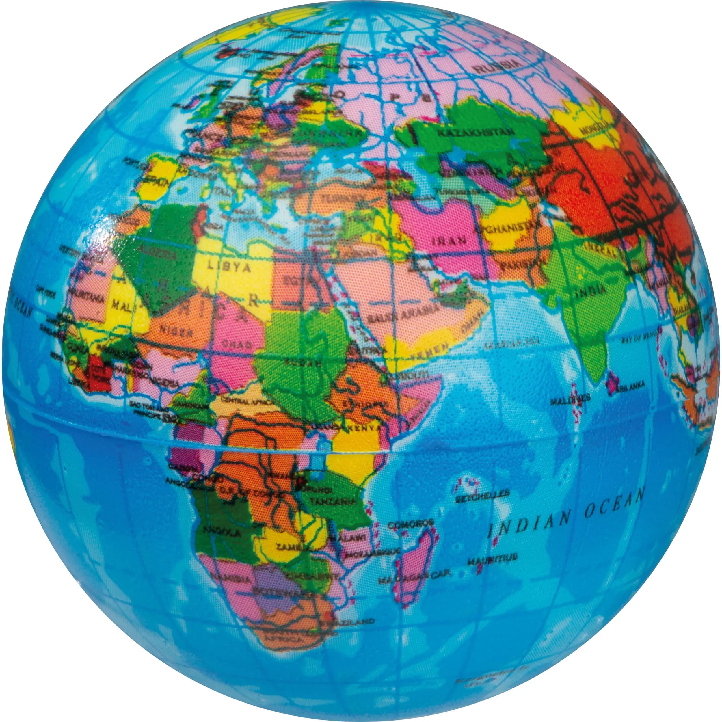 Anti Stressball in Weltkugeloptik RAPHAEL - mehrfarbig