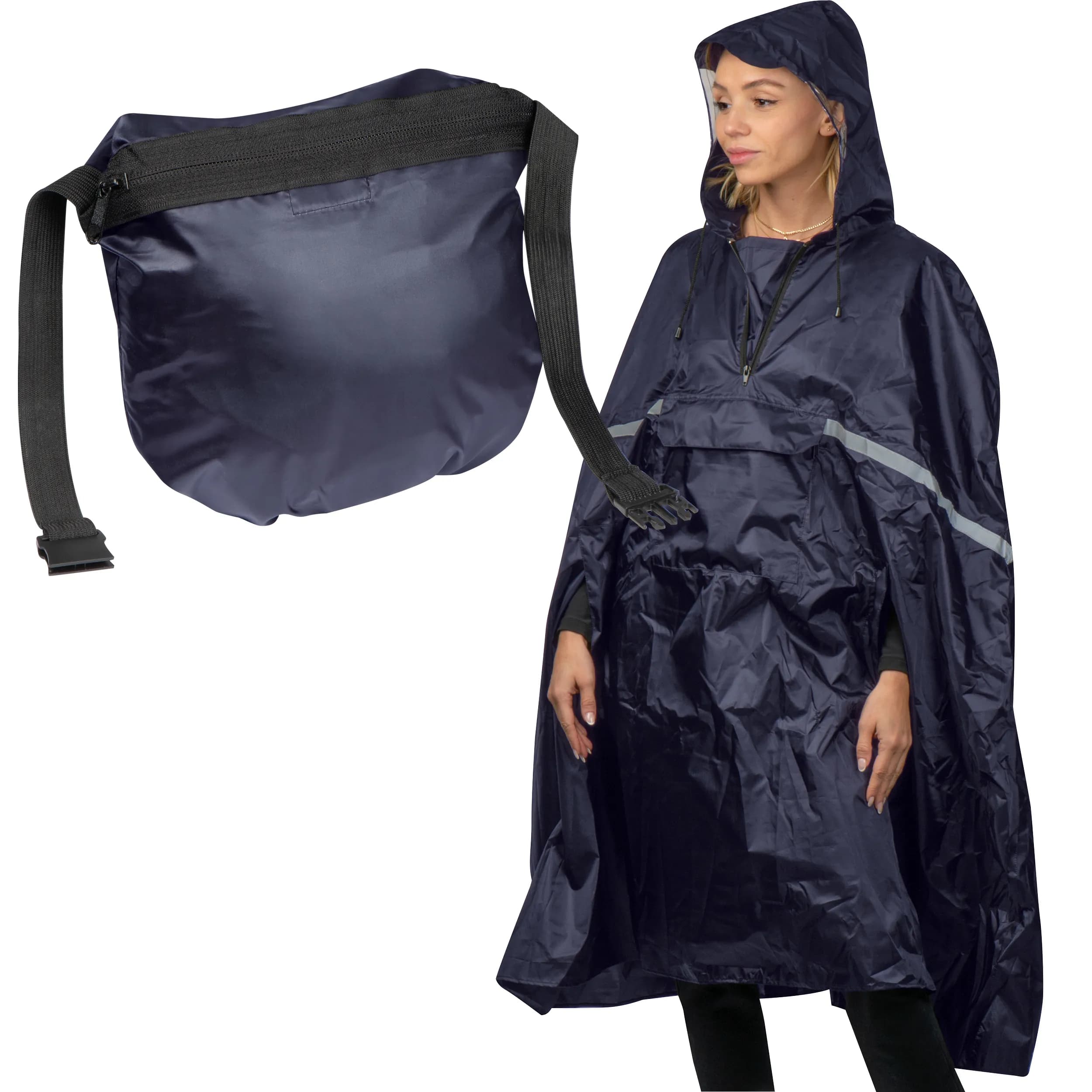 Regenponcho in Gürteltasche FAUSTO - dunkelblau