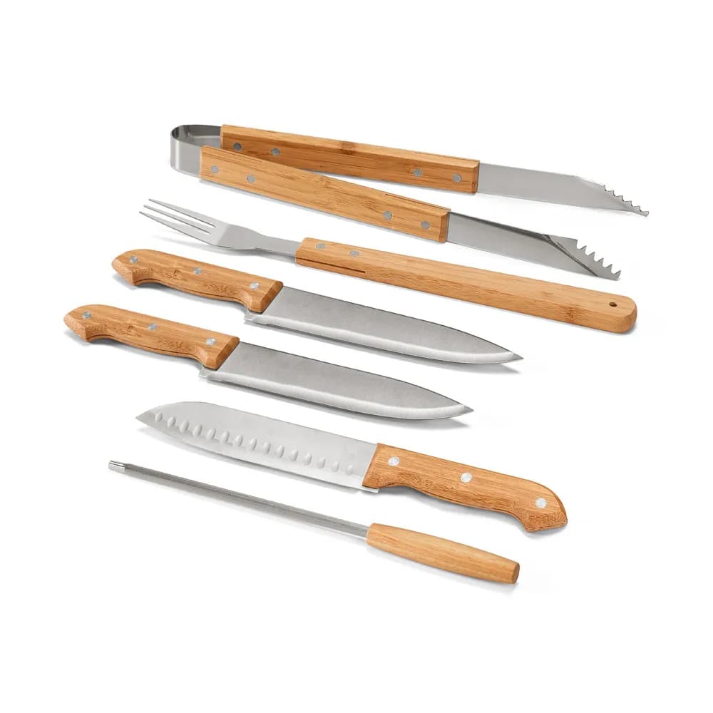 Grillbesteck-Set in Bambusbox - KABSA - Natur