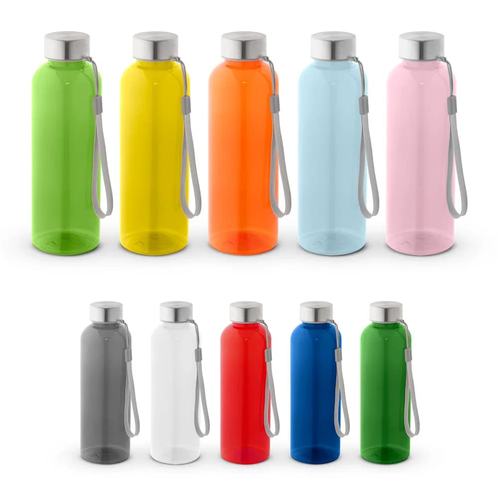 Trinkflasche (600ml) aus recyceltem PET (100% rPET) mit glänzender transluzenter Oberfläche - ENDERS M - Schwarz