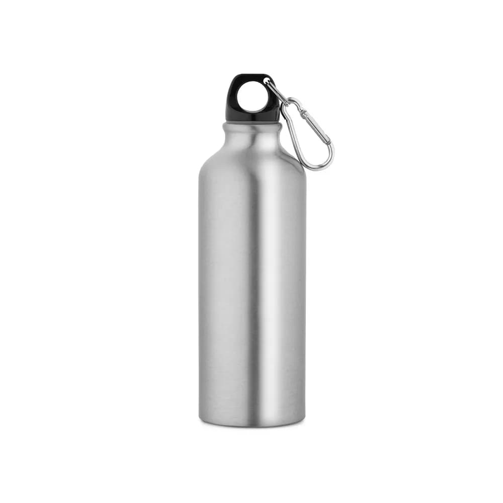 Flasche aus recyceltem Aluminium (100% rAL) 530 mL mit Karabiner - RE-LANDSCAPE M - Satinsilber