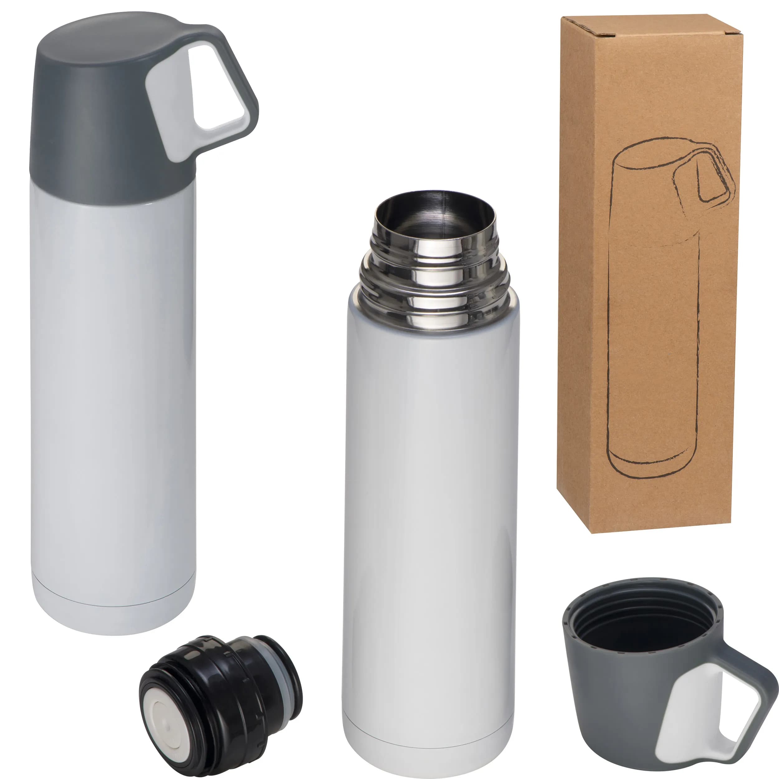 Vakuum Isolierkanne aus Edelstahl, 500ml LACEY - weiss