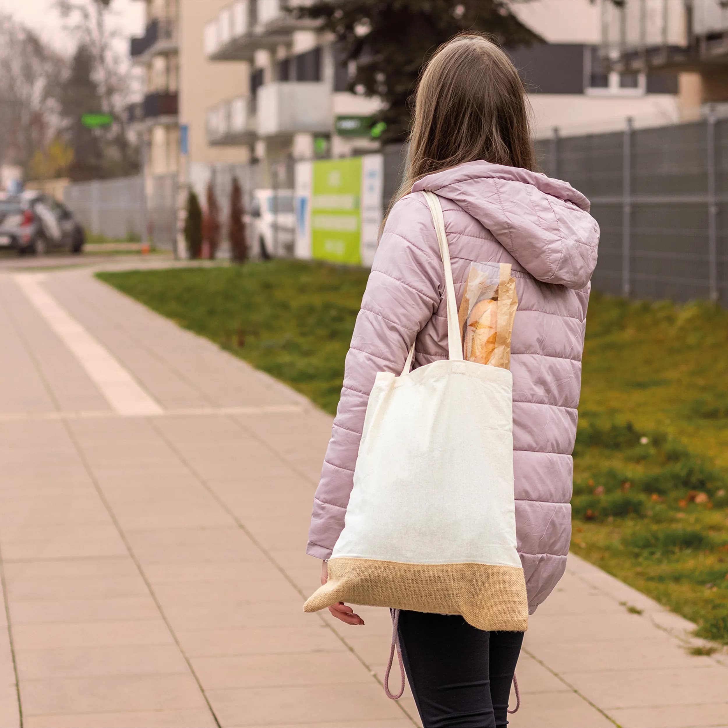 Tragetasche mit Juteboden DOREEN - weiss