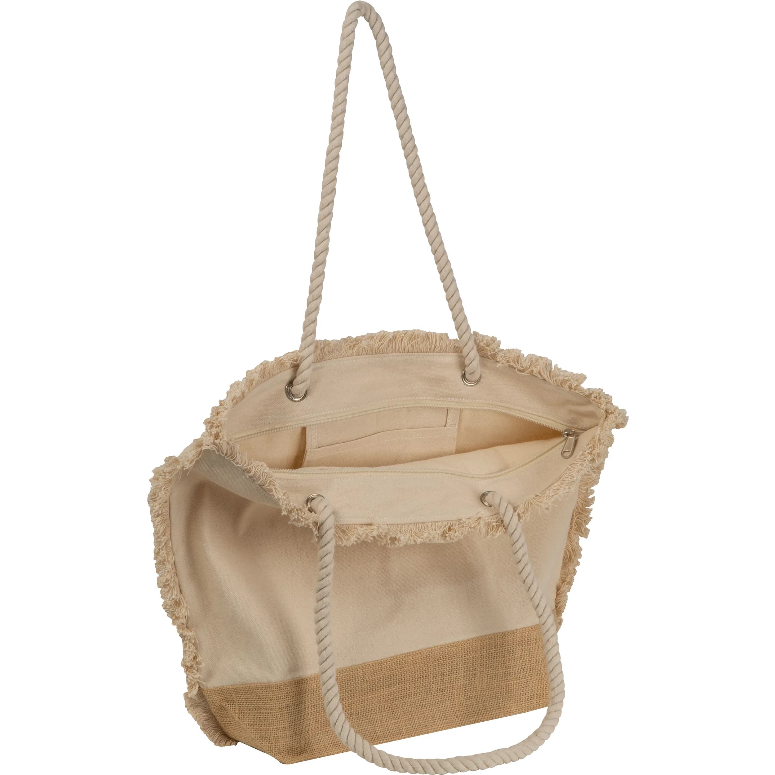Strandtasche mit Juteboden und Fransen RICARDA - beige