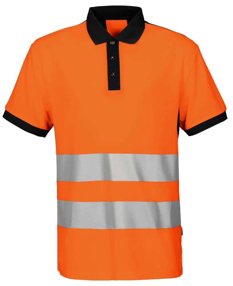 6008 POLO PIQUE EN ISO 20471 KLASSE 2 - Orange/Schwarz