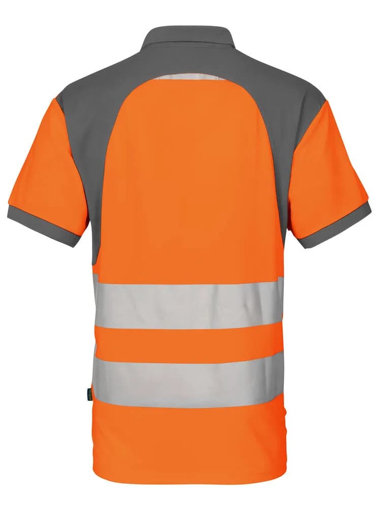 6008 POLO PIQUE EN ISO 20471 KLASSE 2 - Orange/Grau
