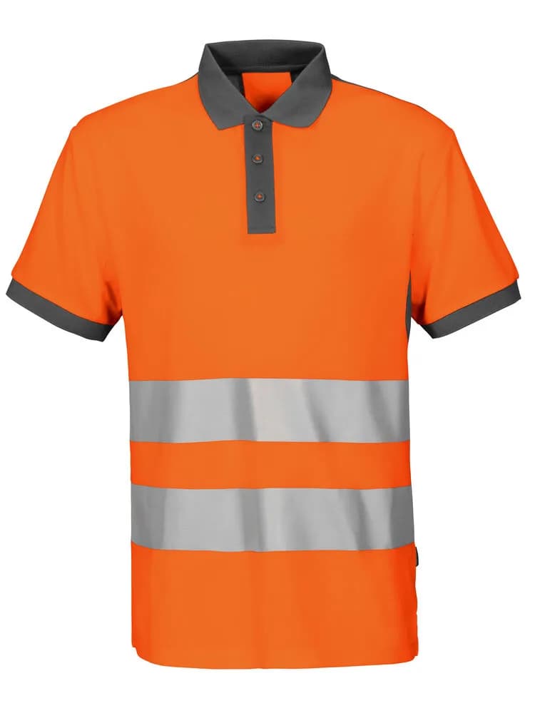 6008 POLO PIQUE EN ISO 20471 KLASSE 2 - Orange/Grau