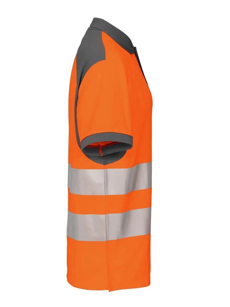 6008 POLO PIQUE EN ISO 20471 KLASSE 2 - Orange/Grau