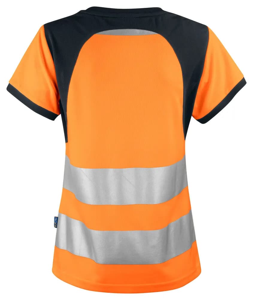 6012 DAMEN T-SHIRT EN ISO 20471 KLASSE 2 - Orange/Schwarz