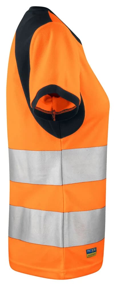 6012 DAMEN T-SHIRT EN ISO 20471 KLASSE 2 - Orange/Schwarz