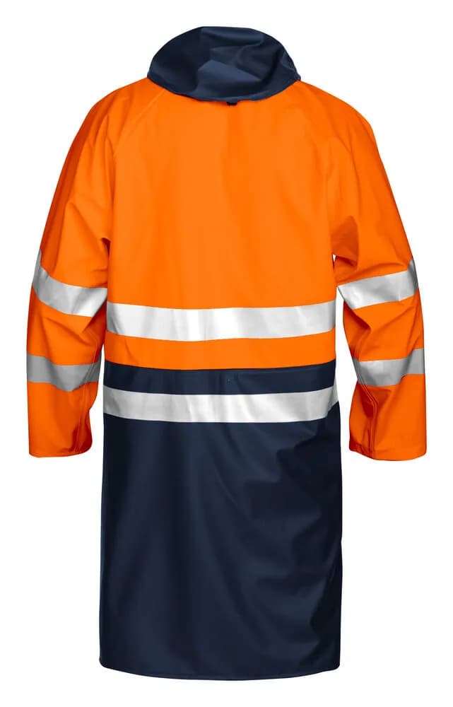 6403 REGENMANTEL EN ISO 20471 KLASSE 3 - Orange/Marine