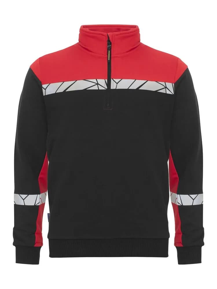 7102 SWEATSHIRT 1/2 ZIP - Schwarz/rot