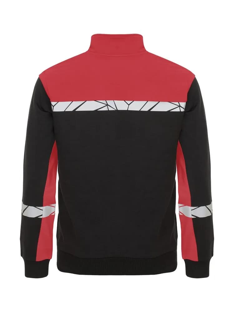 7103 REISVERSCHLUSS-PULLOVER - Schwarz/rot