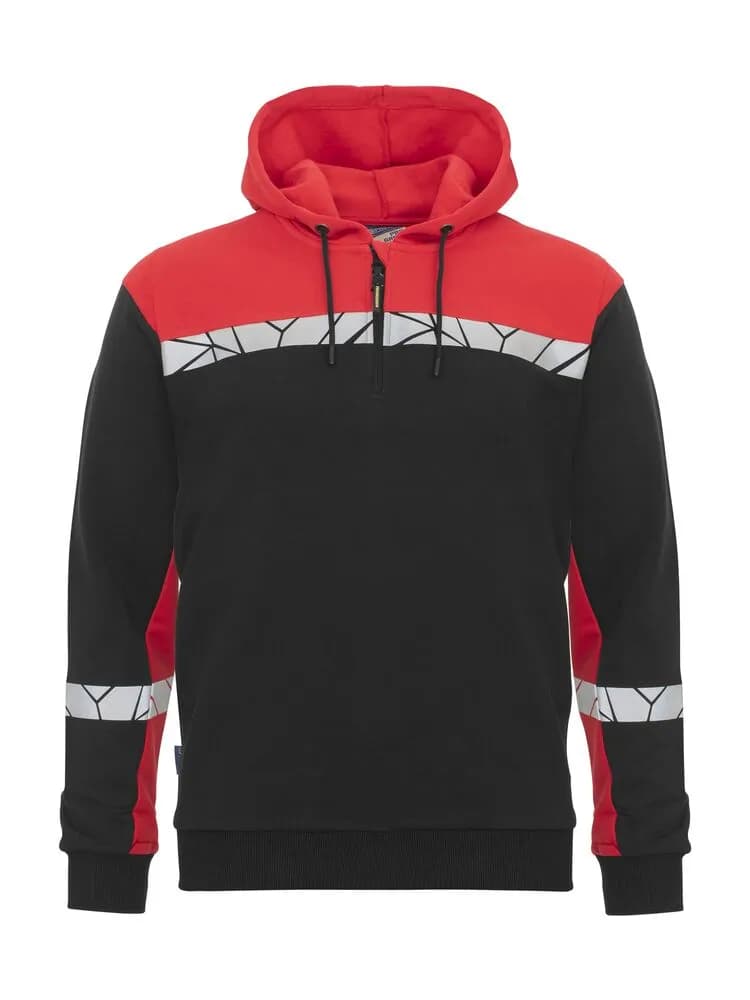 7104 KAPUZENJACKE 1/2 ZIP - Schwarz/rot