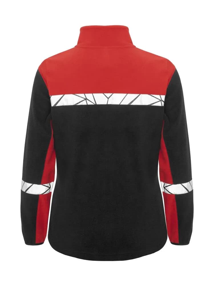 7301 DAMEN FLEECE JACKE - Schwarz/rot