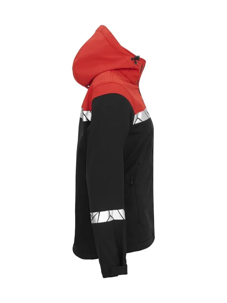 7417 DAMEN SOFTSHELL JACKE - Schwarz/rot