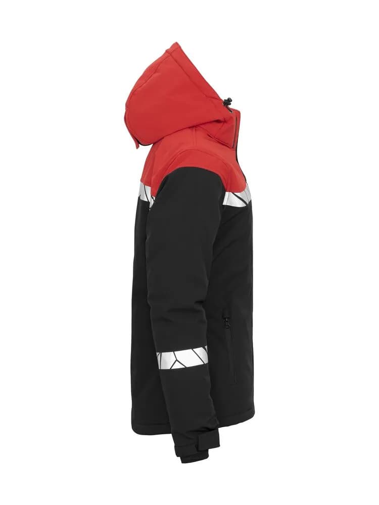 7418 WATTIERTE SOFTSHELL JACKE DAMEN - Schwarz/rot