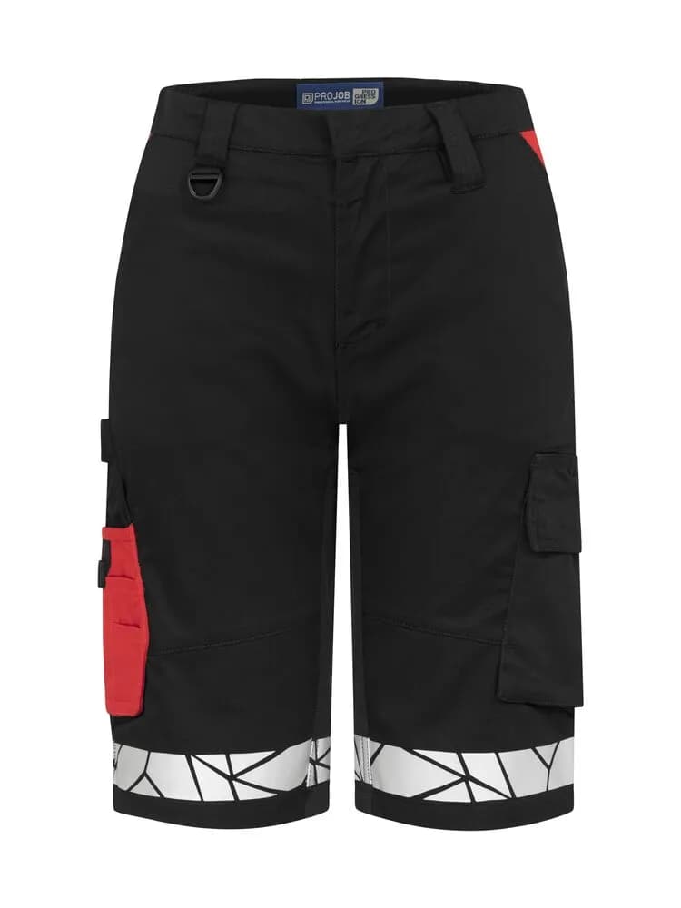 7514 DAMEN ARBEITSKURZHOSE - Schwarz/rot