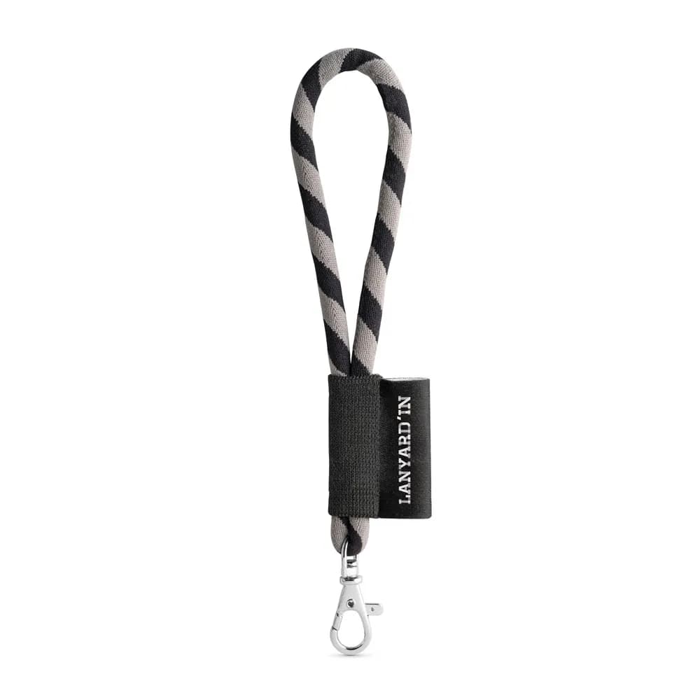 SET Lanyard TUBE Short (Ø 7 mm) mit 9 mm Schnapperkarabiner - Schwarz