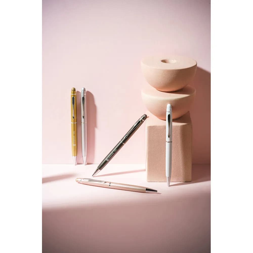 Kugelschreiber aus recyceltes Aluminium (100 % rAL) mit Touchpen-Spitze - JULIE - Weiß