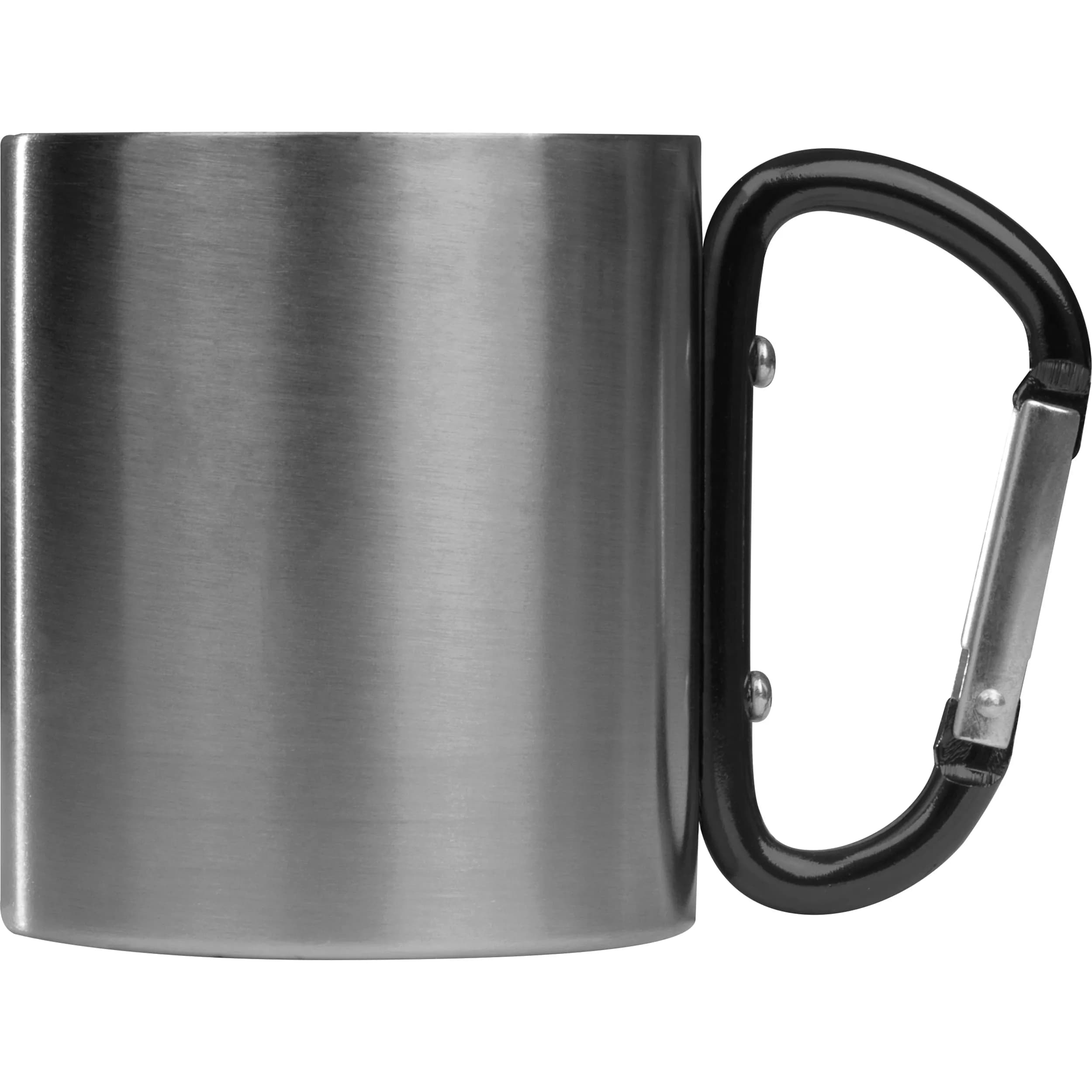 Tasse aus Metall mit Karabinerhaken, 200ml ANGELICA - schwarz
