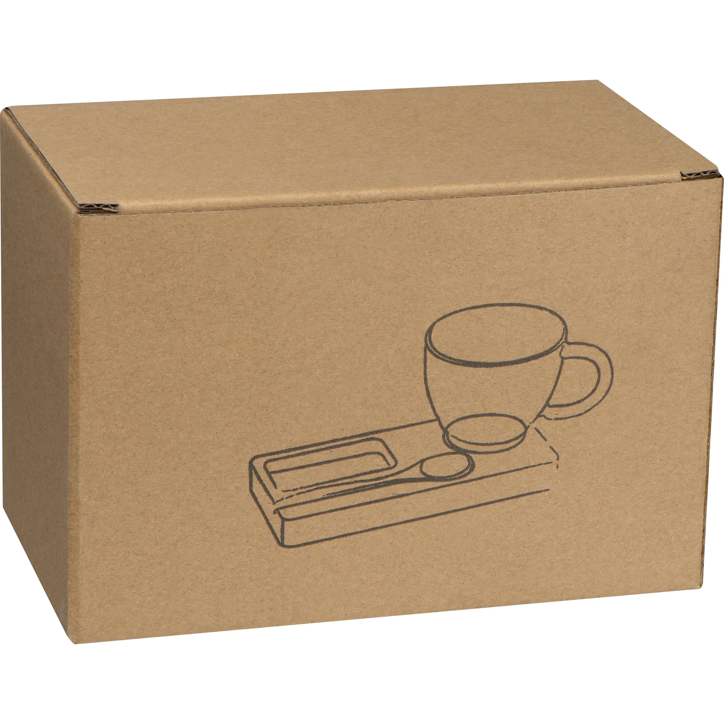 Servierbrett mit Bambuslöffel und Glastasse, 150ml ROSA - beige