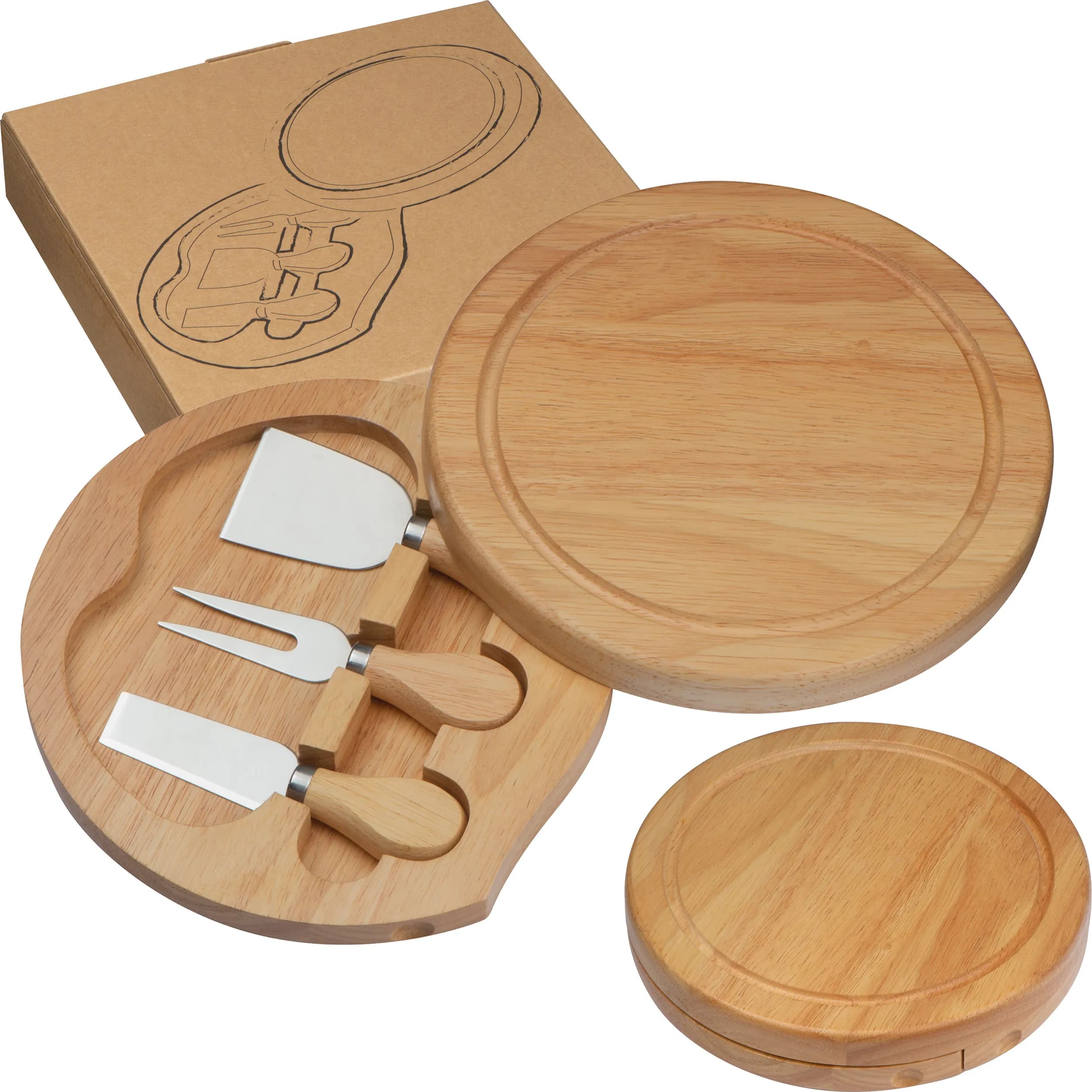 Käsebrett mit 3 Käsebestecken JOZEF - beige