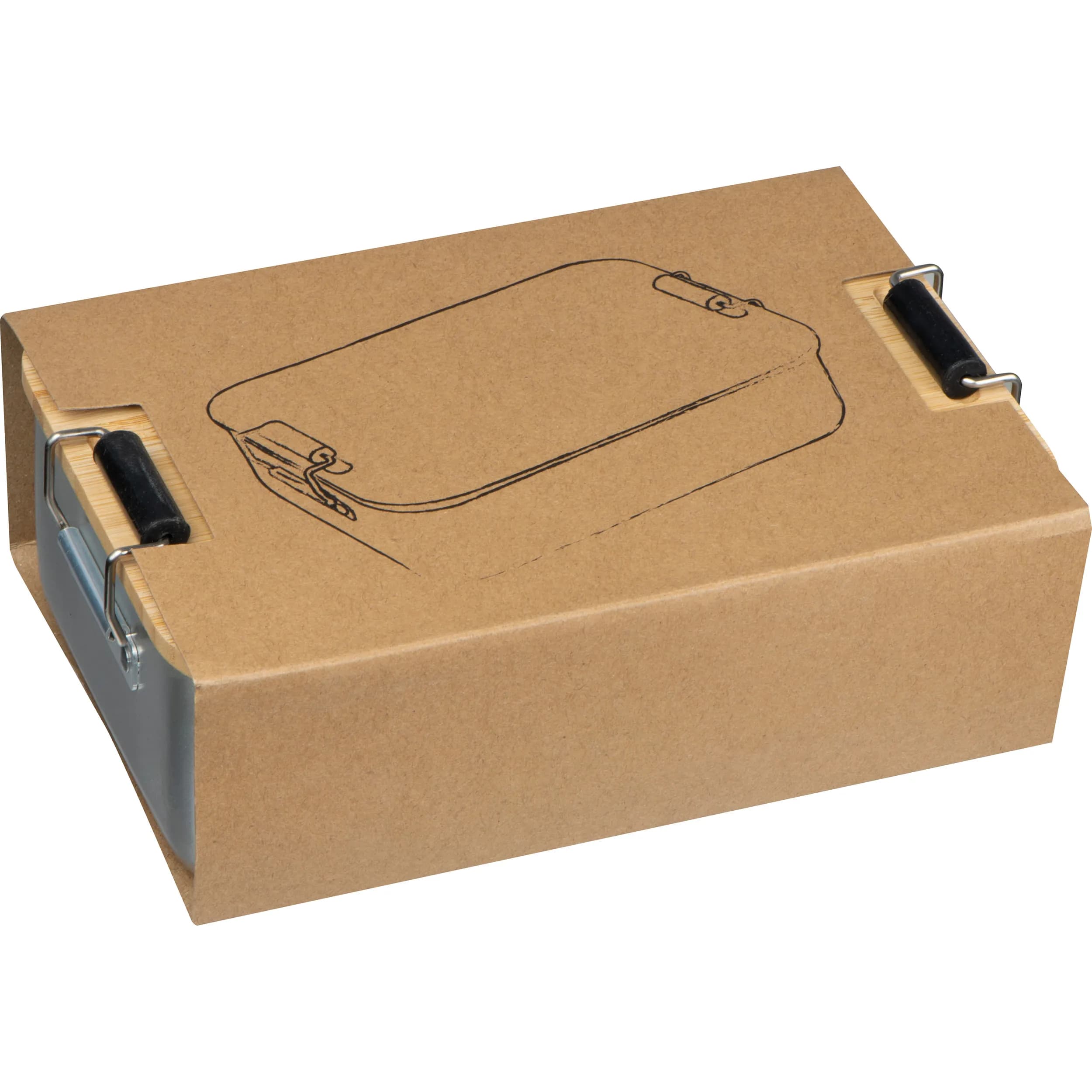 Brotzeitbox aus Aluminium mit Bambusdeckel  ALBA - grau