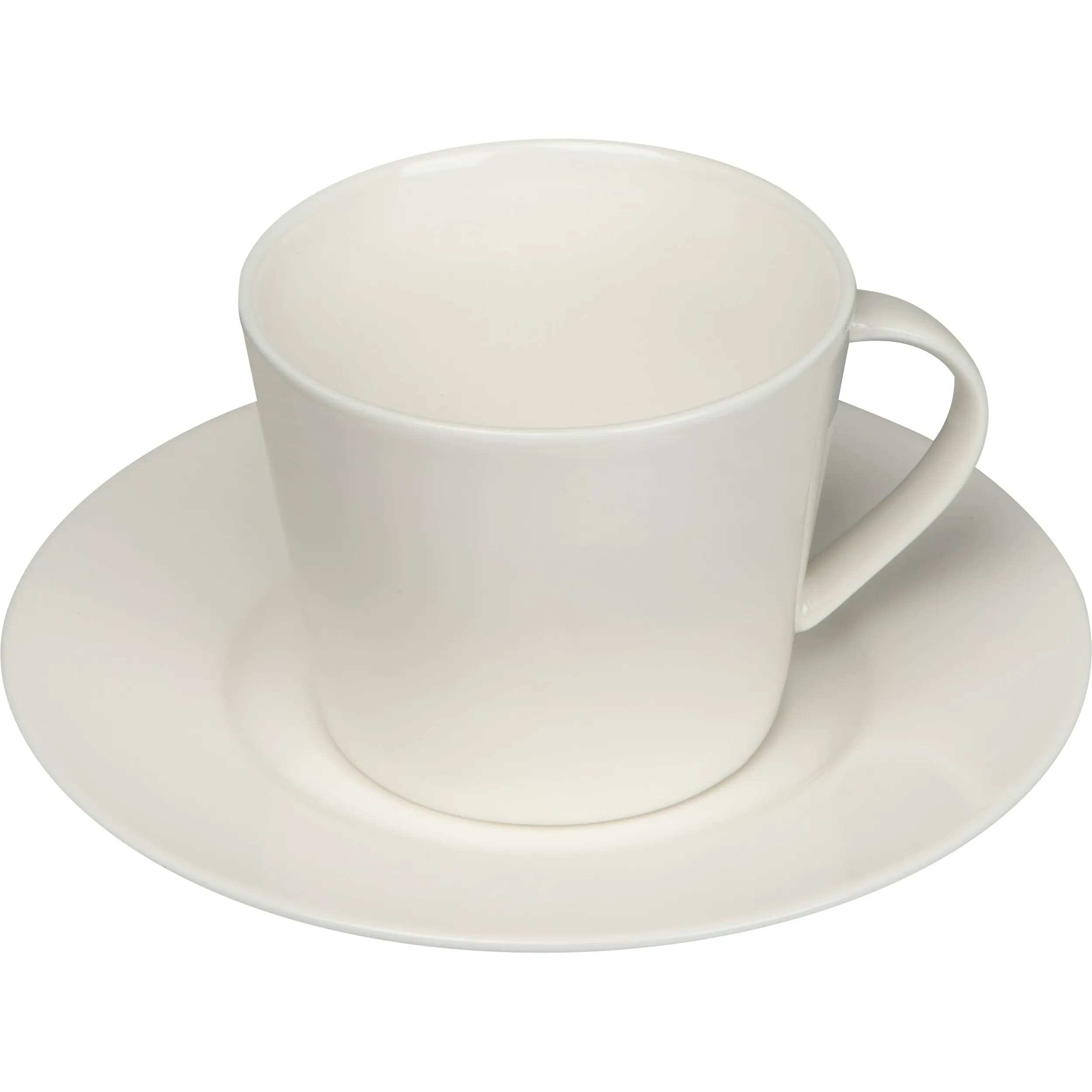 Porzellantasse mit Unterteller LYNN - weiss