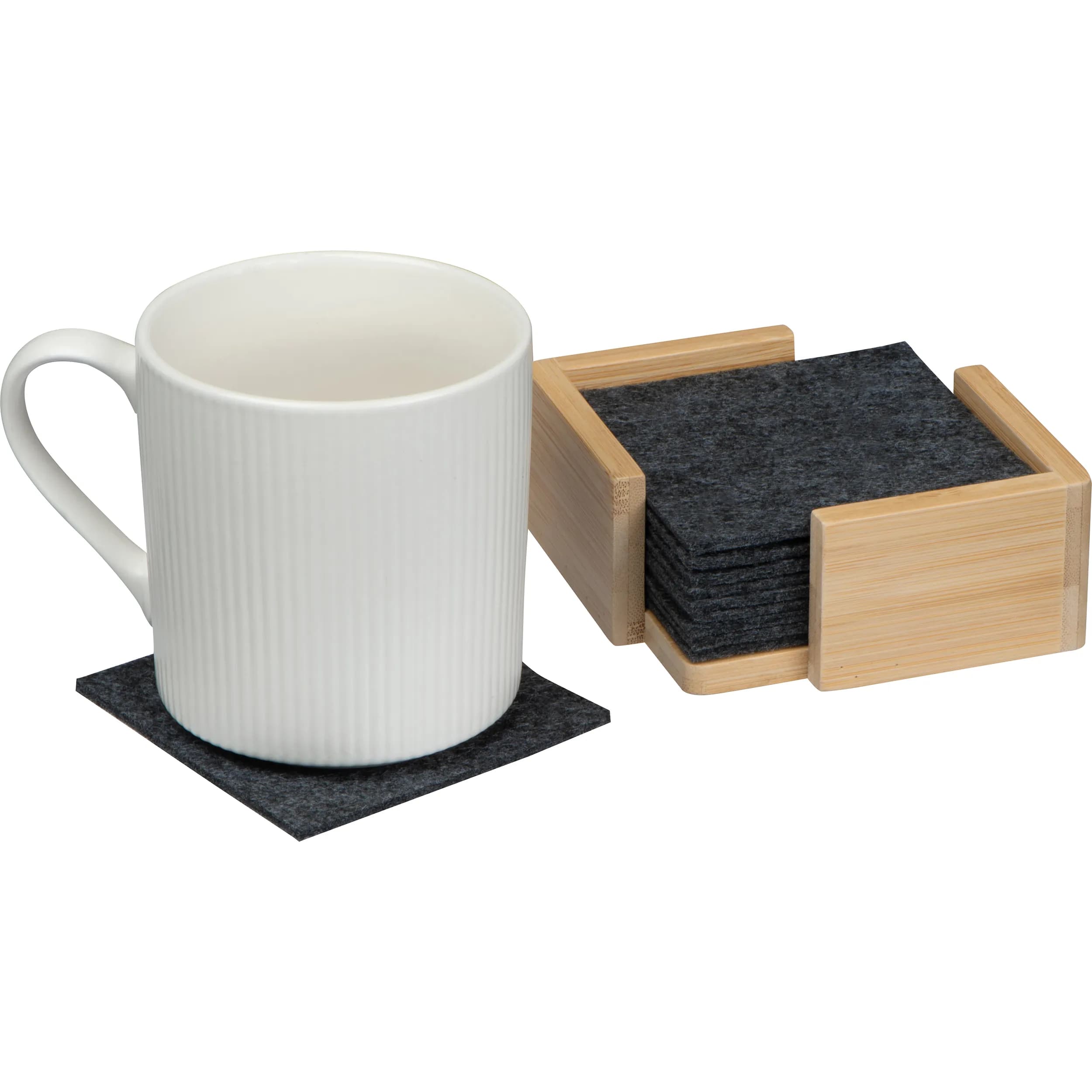 10 Filzuntersetzer im Bambusständer CELESTE - anthrazit