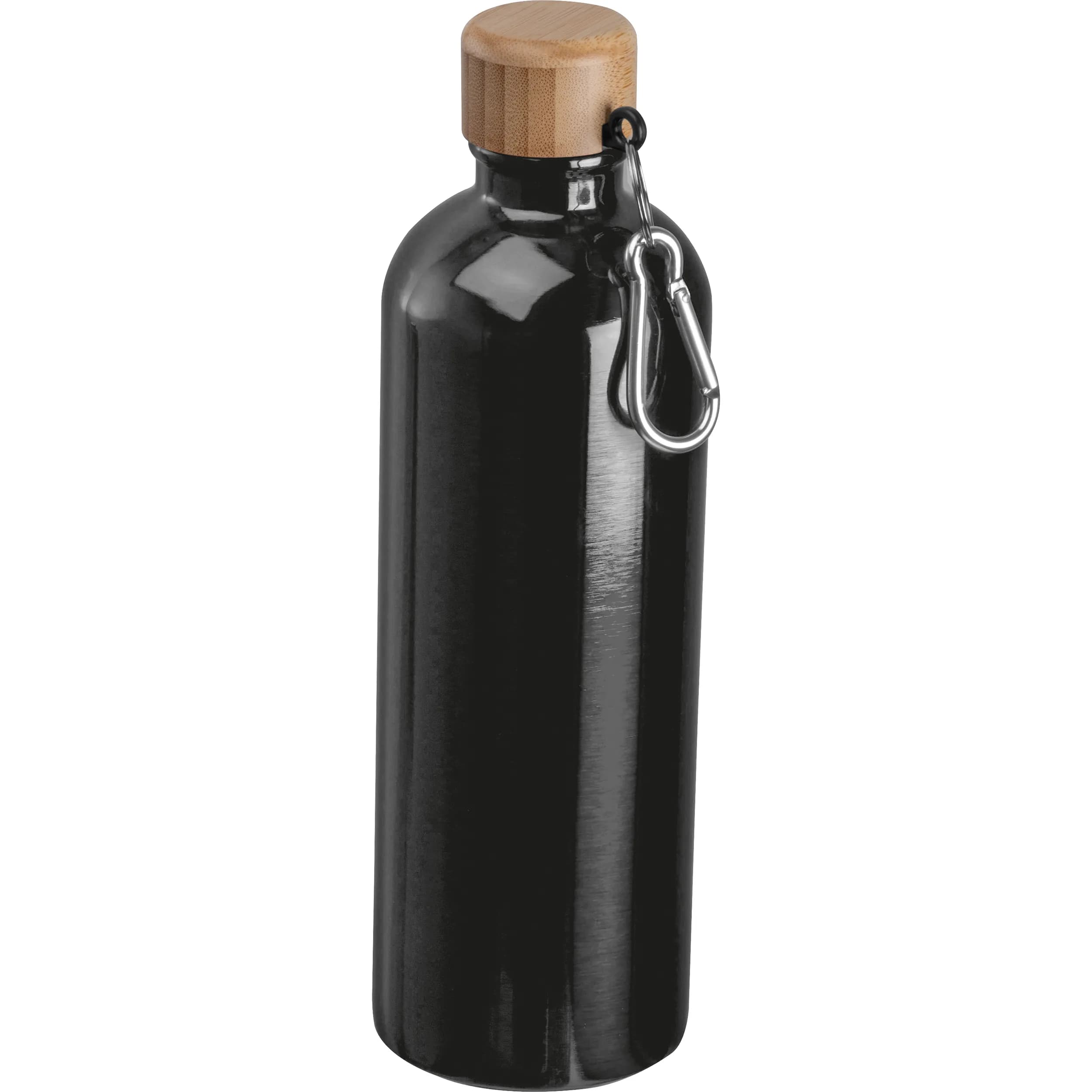 Edelstahltrinkflasche mit Karabiner, 750ml RUTH - schwarz
