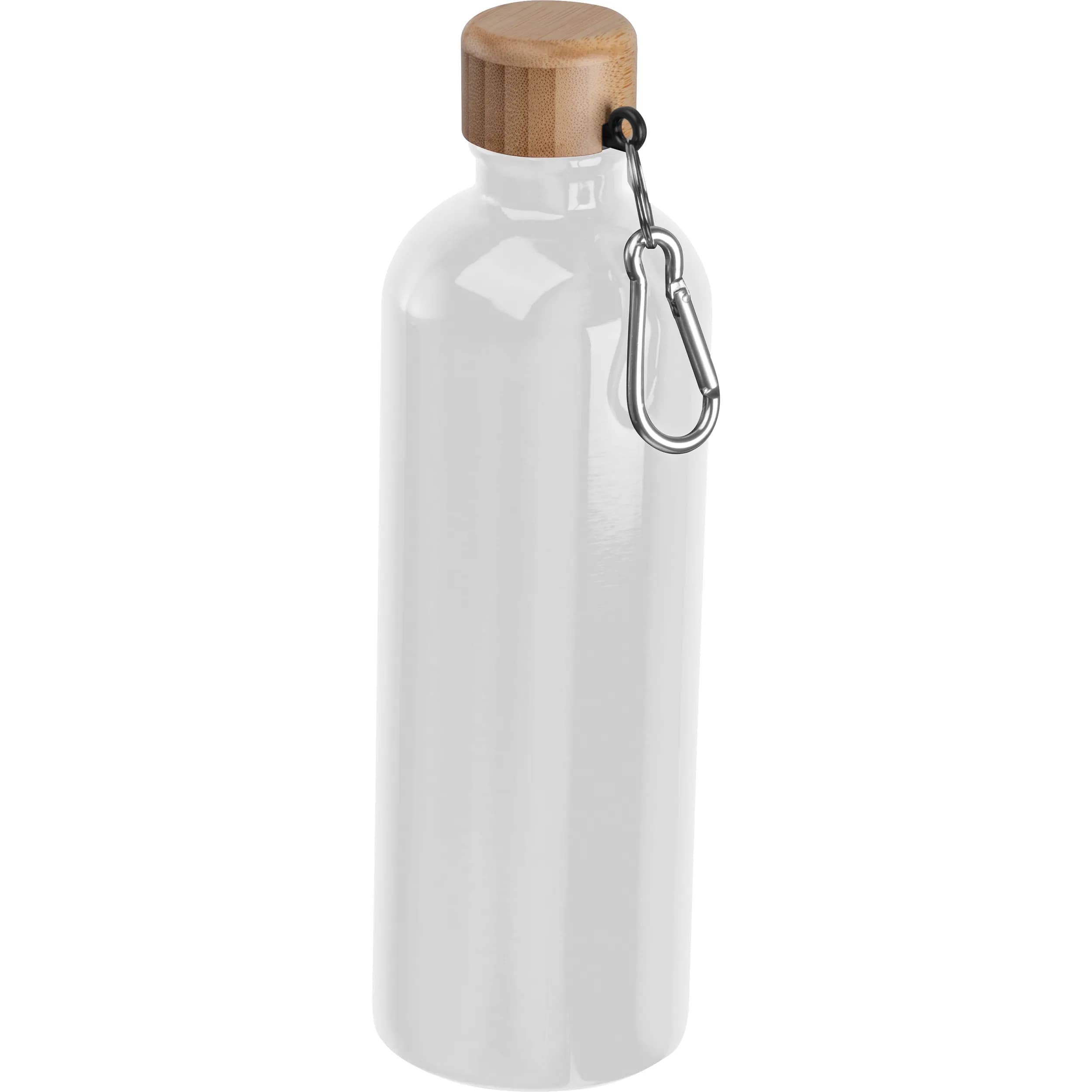 Edelstahltrinkflasche mit Karabiner, 750ml RUTH - weiss