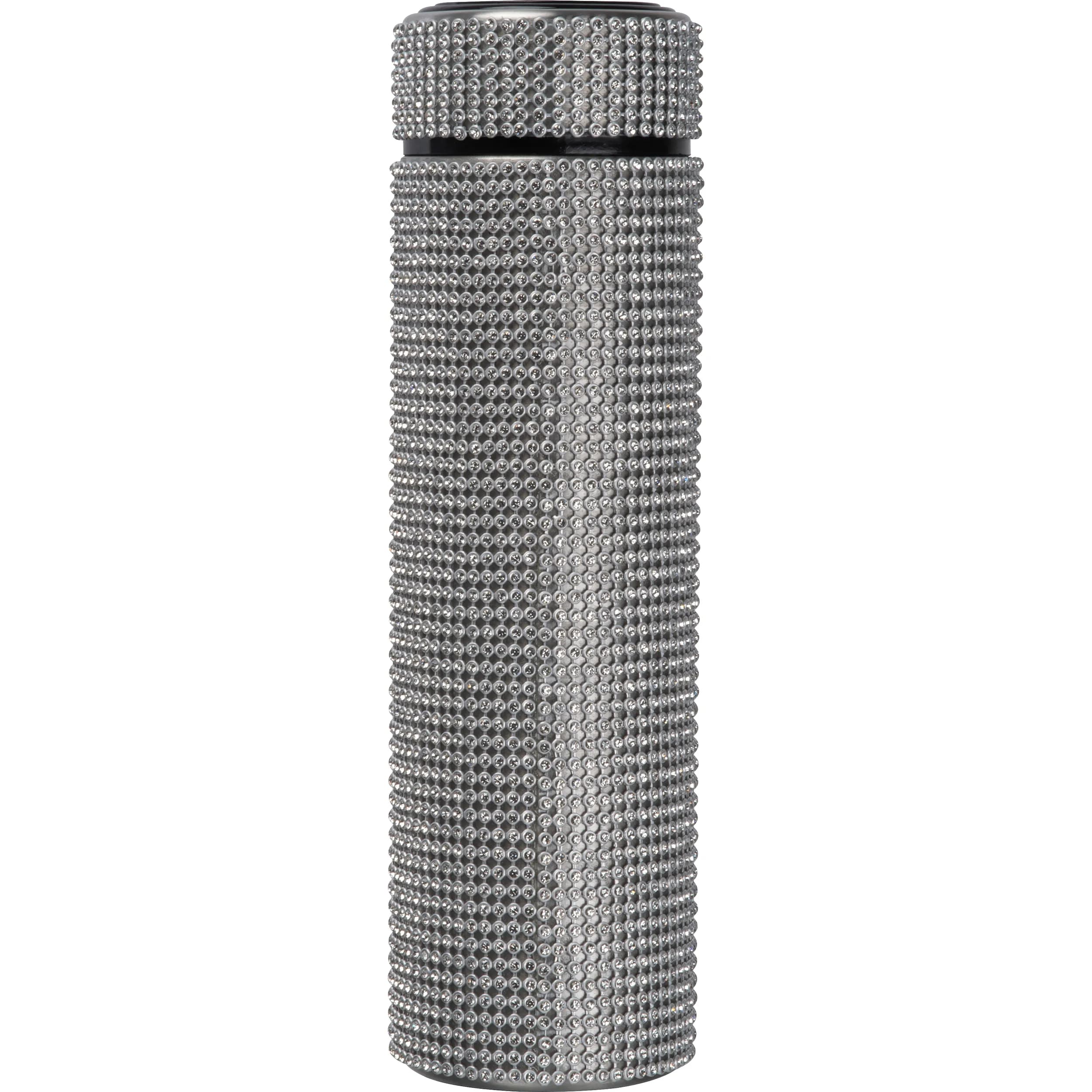 Vakuum Edelstahltrinkflasche mit Strassstein-Akzenten SYLWIA - grau