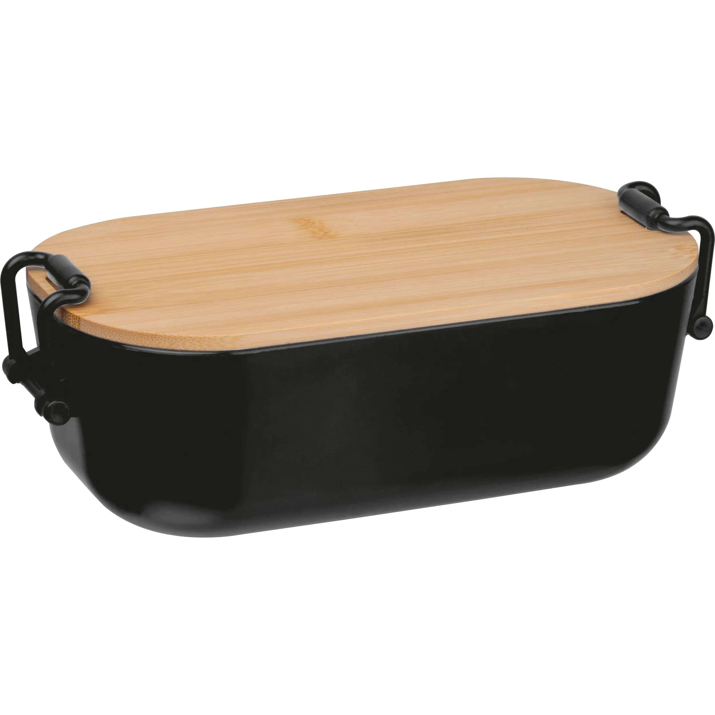 Lunchbox mit Bambusdeckel und Bügelverschluss JAVIER - schwarz